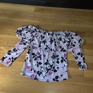 3/4 sleeve floral off the shoulder top